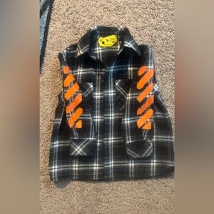 Off-White Black and Orange Plaid Shirt